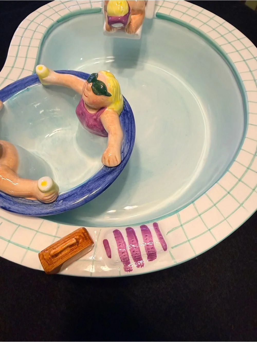 Lotus 1995 Chubby Chip and Dip Bowl Set Swimming Pool Party Ceramic Set
